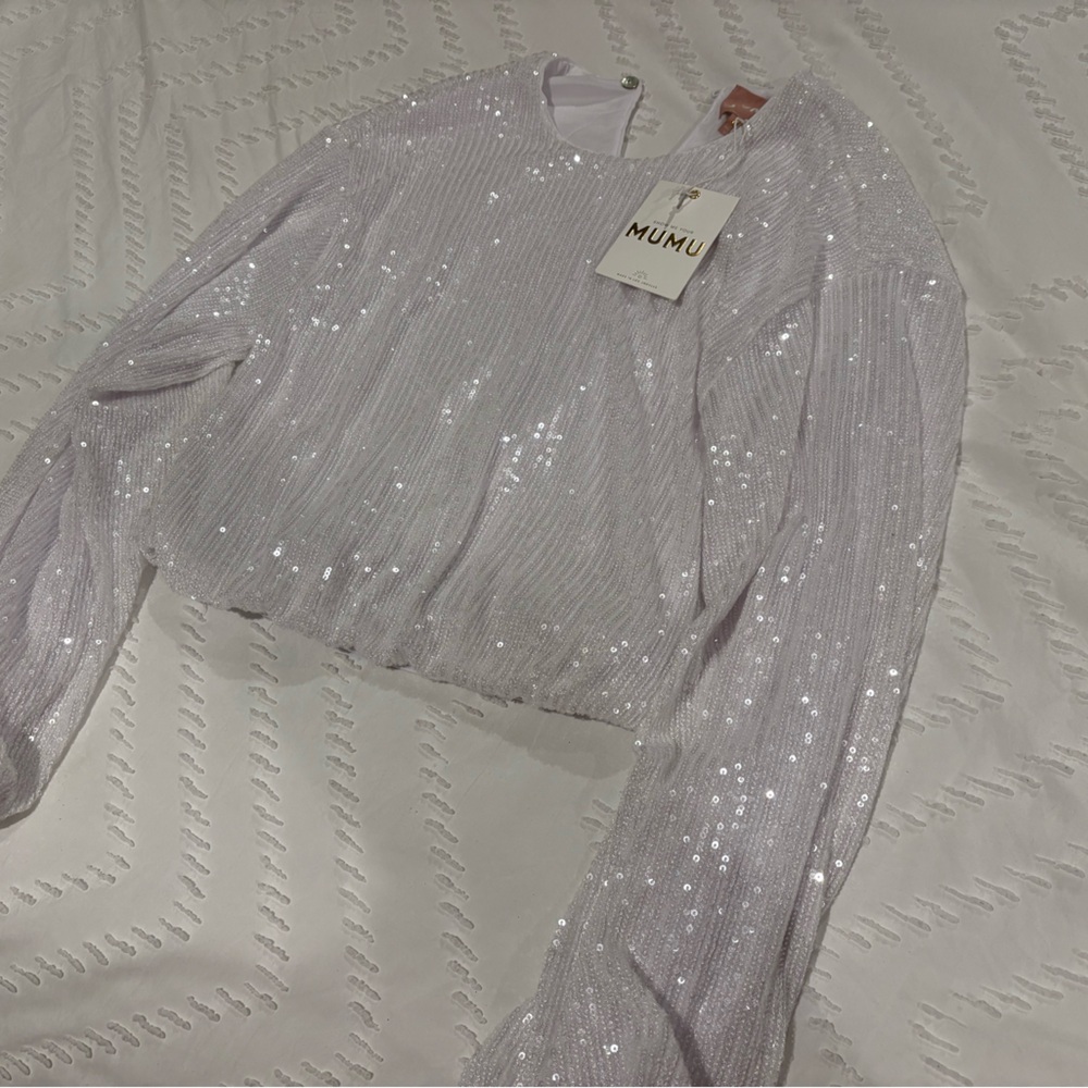 Sparkle Sequin One-Shoulder Top in Lilac